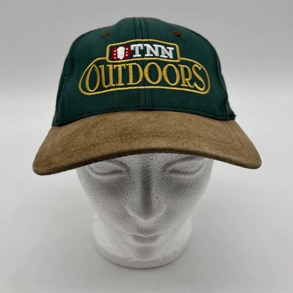 Vintage TNN Outdoors Hat Cap Snapback Nashville Suede Brim & Green Embroidered - Picture 1 of 7